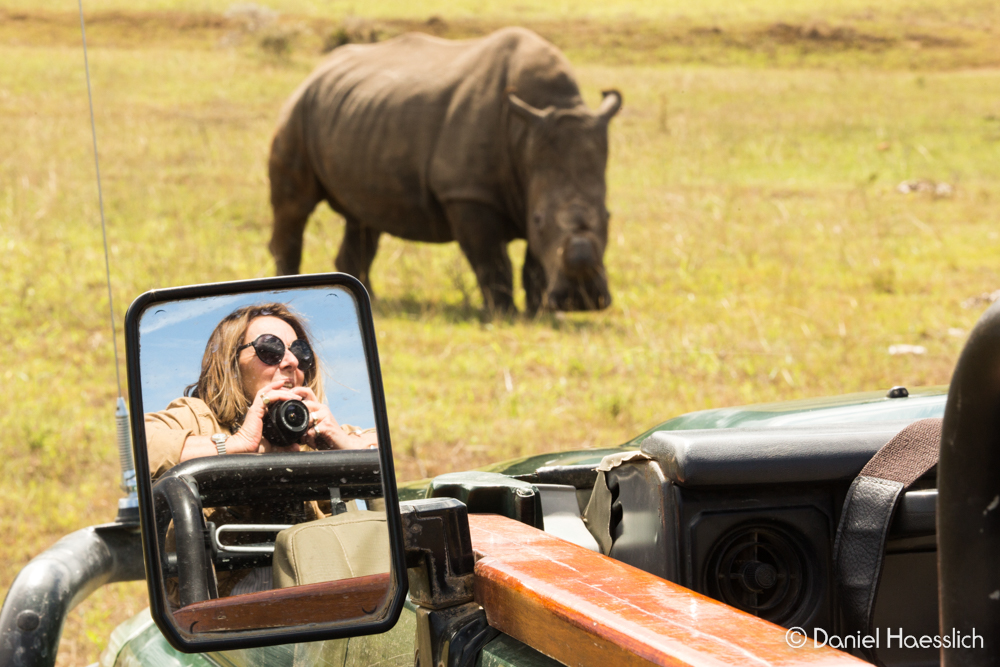 Rhino Tears Founder Sarah with Thandi the Rhino