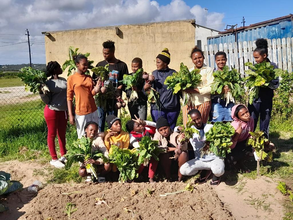 Kariega Foundation youth feeling proud of the the yield from their permaculture gardens