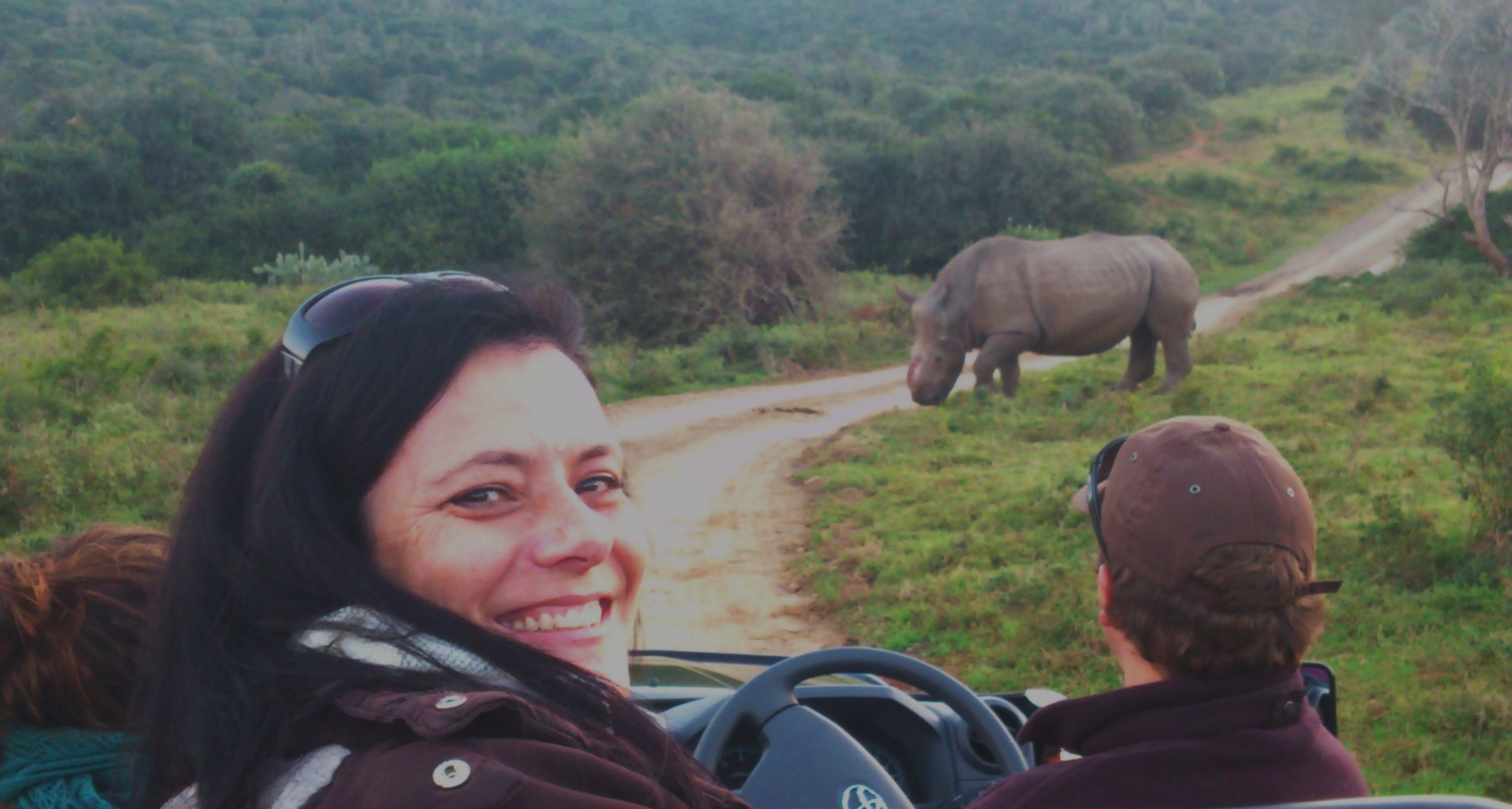 Meeting rhino Thandi at Kariega July 2013
