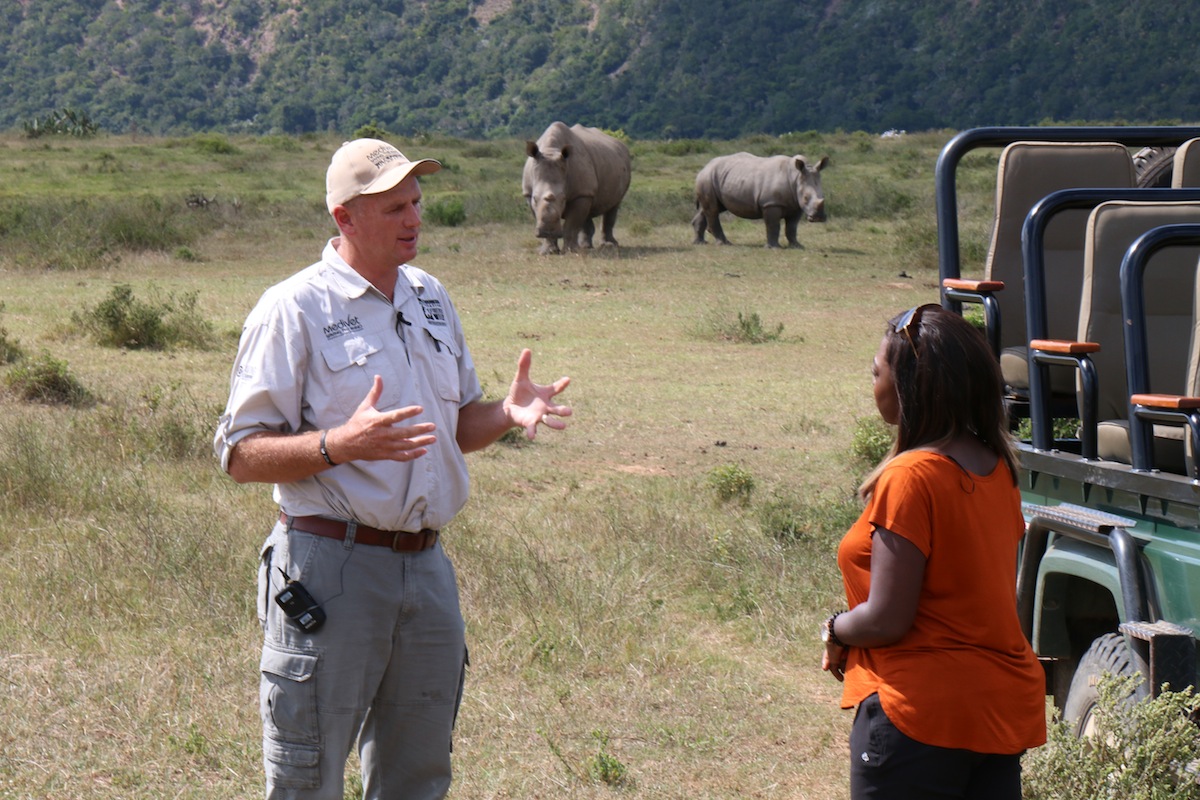 Thandi and Thembi pose for BBC Kids film crew