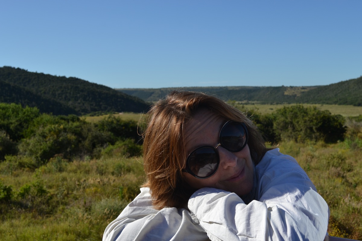 Sarah Codben Ramsay on safari at Kariega Game Reserve