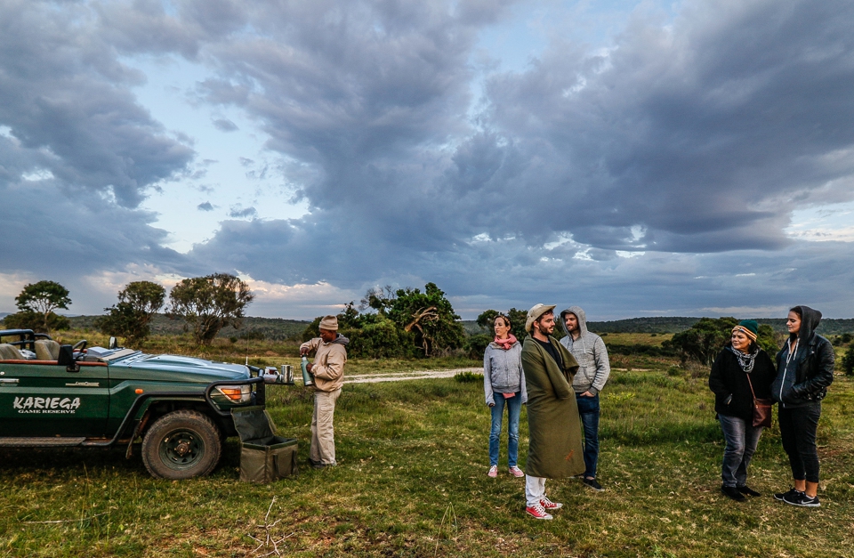 Kariega Guide Matthews with Guests on Malaria-Free South African Safari Experience