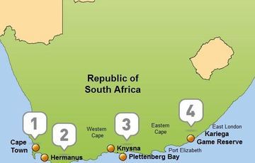 Map of the Garden Route incorporating Kariega