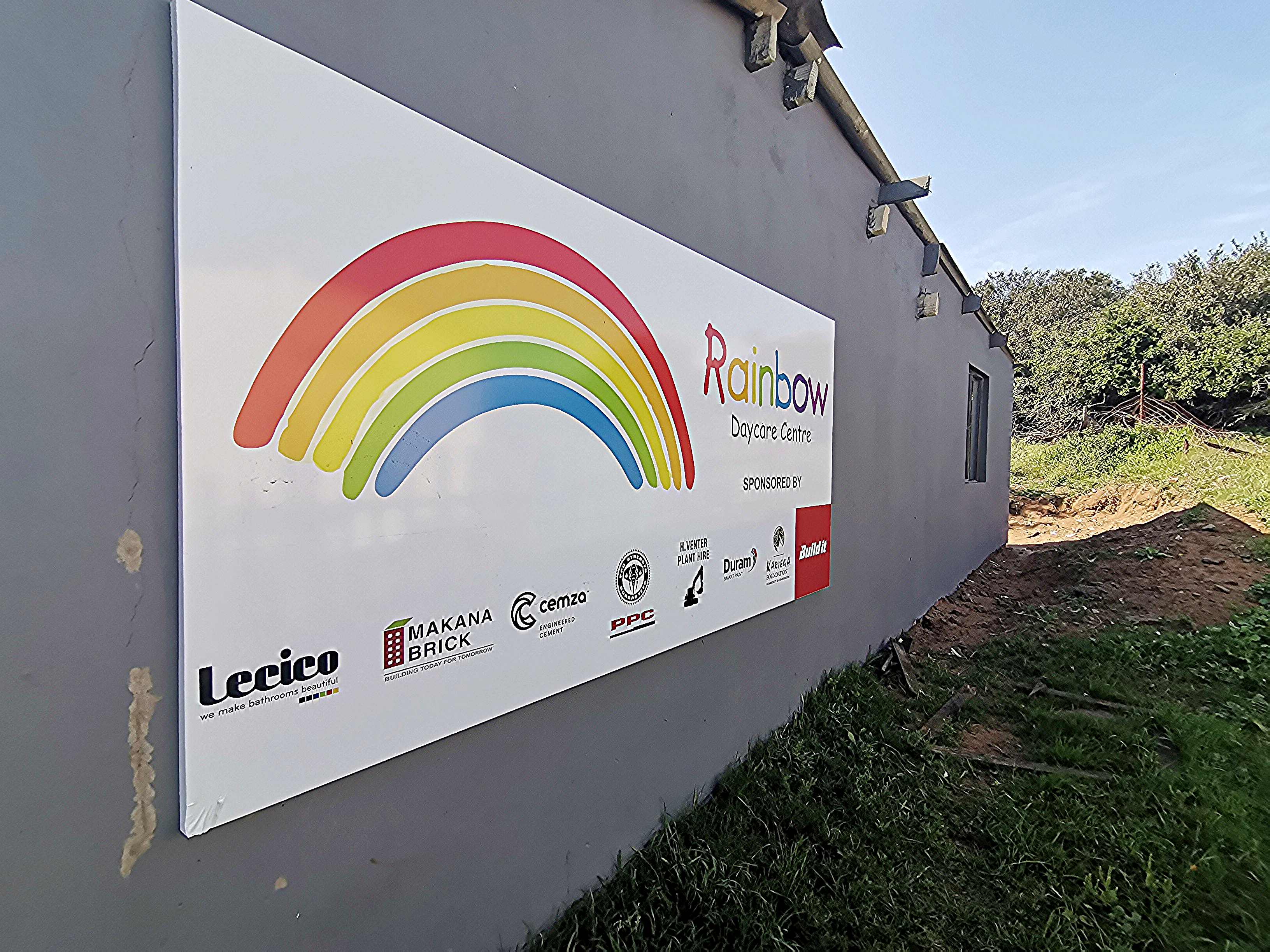 The renovated Rainbow Day Care Centre with it's new sign
