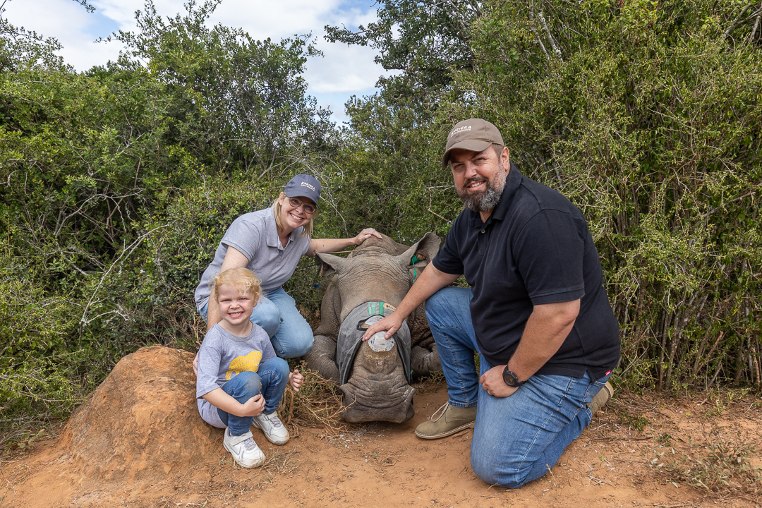 The Pask family supporting rhino conservation at Kariega