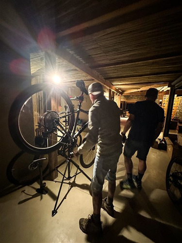 Scotty preparing the bikes