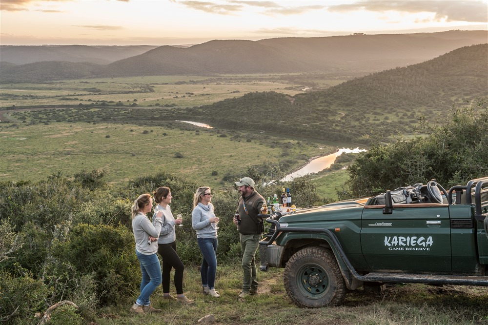 Family and friends connect over safari sundowners